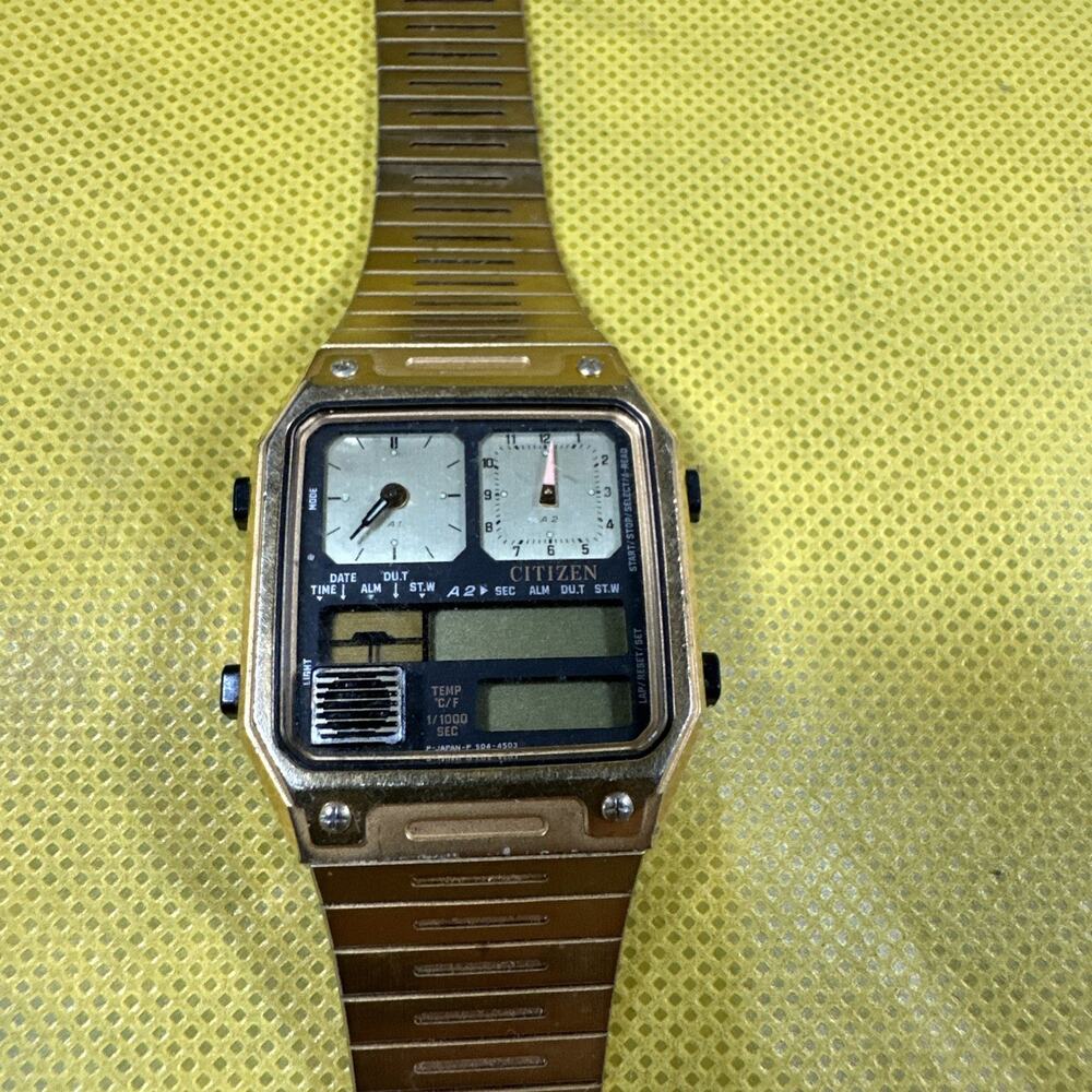 VINTAGE CITIZEN ANA DIGI TEMP 8980 WATCH Gold Tone JAPAN 30-5022-85 L2